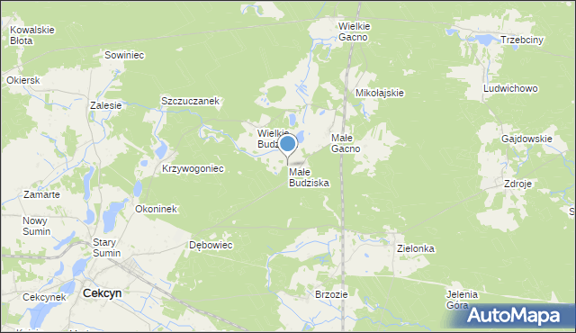 mapa Małe Budziska, Małe Budziska na mapie Targeo